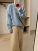 Nuevo Suéter de Punto Suave Holgado Estilo Coreano Otoño e Invierno 2026 Color Sólido Estilo Perezoso Suave Suéter Pulóver para Mujer Tendencia