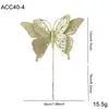 Nuevas decoraciones de lentejuelas de mariposa con purpurina y polvo de oro, adornos de árbol de Navidad de alta gama, arreglos florales, adornos colgantes y accesorios decorativos