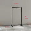 Estante de exhibición para tienda de ropa, perchero de pie para hombres y mujeres, perchero vertical para colgar de lado, arte de hierro simple, pintura horneada negra y dorada
