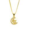 Conjunto Transfronterizo de Collar, Aretes y Anillo Sencillo de Lujo con Forma de Luna Creciente y Estrella de Estilo Japonés y Coreano Chapado en Oro de 18K Joyería de Yiwu