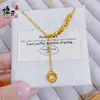 Colar de Moeda com Pingente de Cristal de Gelo Banhado a Ouro da Moda Vietnamita para Mulheres, Novo Estilo Disco Colar de Corrente para Clavícula com Moeda e Contas