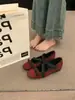 Sapatos Femininos Mary Jane Franceses de Bico Quadrado Coleção Outono/Inverno 2025 Sapatos de Ballet com Laço, Sapatos Rasos de Couro com Solado Grosso