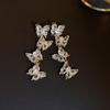 Pendientes de Plata con Aguja de Plata y Zirconia con Forma de Hoja y Espiga de Trigo Estilo Coreano Lujo Ligero Moda Pendientes de Botón de Alta Gama con Sentido de Diseño Pendientes de Nicho