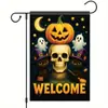 Banderas de Jardín de Halloween Transfronterizas, Lindas Decoraciones Festivas de Fantasmas, Banderas para Jardín y Patio, Banderas de Bienvenida para la Puerta Principal