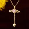 Colar de aço de titânio com coração de cupido sem cor Avançado Light Luxury Angel Pingente Corrente de clavícula feminina Tanabata para namorada