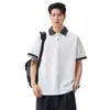 Camisa Polo de Verano de Manga Corta Estilo Japonés de Gama Alta con Bloques de Color, Camiseta de Manga Corta con Cuello, Camiseta Trendy Versátil de Manga Corta para Hombre