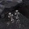 Pendientes de Cruz de Turquesa Imitación Retro de Lujo Ligero Cuidadosamente Seleccionados, Accesorios para Orejas Versátiles y de Moda con un Toque de Alta Gama
