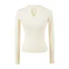 Top Tricotado Sexy de Manga Comprida com Decote em V Estilo Francês para Mulheres, Camiseta Básica Versátil e Fashion para Garota Quente, Top Curto Slim da Moda Puro Desejo