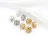 Cor Dourada 18K Zircônia Micro-Pavimentada que Preserva a Cor Contas Espaçadoras de Barril Cheias de Diamante Joias DIY Pulseira Colar Material para Miçangas C45