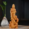 Guanyin de Cipreste, Guanyin do Mar do Sul, Rei Ksitigarbha, Enfeites Decorativos para Sala de Estar, Artesanato em Escultura de Madeira Maciça, Para Presentear, Estátuas de Buda para Adoração