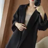Abrigo de lana de doble cara estilo coreano transfronterizo para mujer, otoño e invierno, por encima de la rodilla, holgado, largo, talla grande, con bolsillos, abrigo de lana