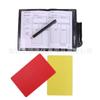 Livro de registro de cartões vermelho e amarelo Ferramentas para árbitro de partida de futebol Estojo de couro enviar folha de registro e Caneta utensílios de registro de partida