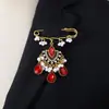 Venta Directa de Fábrica de Broches para Vestidos Estilo Indio, Broches Multifuncionales de Flor de Cristal con Borlas de Perlas