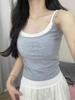 Nuevo Top de Dos Piezas Antifalsificación de Principios de Otoño con Cuello Cuadrado para Exterior, Pequeño Chaleco Camisola, Ropa Interior Adelgazante Ajustada para Mujer con Almohadilla en el Pecho