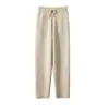 Calça Reta Casual Versátil de Cashmere Macio Engrossada Estilo Cigarrete Outono e Inverno Novidade Calças de Trabalho