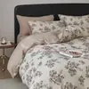Juego de Ropa de Cama de Algodón y Lino de Cuatro Piezas para Niños con Dibujos Animados, Algodón Puro, 100% Algodón, Lino, Ultra Suave, Absorbente de Humedad, Transpirable, Funda Nórdica, Sábana Plana, Sábana Ajustable