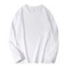 Pesado 260G maré marca puro algodão branco cor sólida solto gola redonda camisa de manga comprida camiseta roupas masculinas branco T