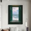 Pintura Decorativa Paisagem Janela Falsa Estilo Francês Estilo Ins Pintura para Sala de Estar Quarto Retrô Pequeno Fresco Simples Pintura de Cabeceira