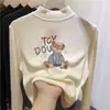 Camada base feminina com forro de fleece, nova coleção outono e inverno, camiseta quente com gola alta, adequada para crianças mais velhas, top de tecido escovado