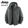 Chaqueta de Forro Polar Jeep spirit para Hombre Gruesa Sherpa Cálida Superior Cárdigan para Exteriores Chaqueta de Forro Polar