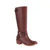 Sapatos Femininos para Comércio Exterior 2026 Novo Estilo Europeu e Americano para Comércio Exterior Fivela Zíper Lateral Moda Botas Longas Bico Fino Salto Grosso Tamanho Grande