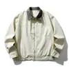 Chaqueta de Trabajo Rumeng Primavera y Otoño Nuevo Color Bloque Cuello Solapa para Hombre, Abrigo Casual Versátil de Diseño Holgado, Moderno