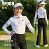 PGM Roupas de Golfe para Meninas Verão Seda de Gelo Manga Longa Camiseta Roupas Absorvente de Umidade Secagem Rápida Adolescente Top Proteção Solar