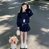 Conjunto de sudadera con capucha y falda plisada para niña de otoño, conjunto de ropa infantil de moda estilo coreano, conjunto casual de dos piezas para niñas pequeñas, colección de otoño