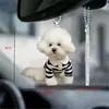 Transfronteiriço Novo Produto Cachorrinho Fofo Roupas Listradas Preto e Branco Pingente Decorativo para Retrovisor de Carro Pingente de Chaveiro Feriado