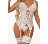 Amazon Transfronterizo Verano Europeo y Americano Lencería Sexy Tentación Encaje Transparente Espalda Descubierta Profundo en V Traje Sexy para Mujeres