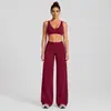 Conjunto de Roupas de Yoga Transfronteiriço para Mulheres, Conjunto de Top de Yoga Esportivo Fitness em Forma de U e Regata Casual Bonita para Corrida com Decote em V Profundo