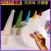 Paraguas de papel diy lacado flotante paraguas pequeño pintura niños blanco en blanco paraguas de papel de aceite al por mayor con patrón pigmento hecho a mano