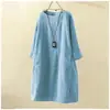 Outono e Inverno Novo Vestido de Veludo Cotelê Retro Cor Sólida Vestido Solto Roupa Feminina Plus Size para Meninas Cheinhas