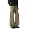 Pantalones de trabajo de algodón puro lavados, estilo americano, patchwork deconstruido para hombre, diseño de moda de otoño, pierna curva, holgados, casuales
