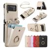 Nuevo Modelo Adecuado para Samsung Z Flip 30% de descuento Funda Apilable para Teléfono Móvil Zflip4 Hebilla de Anillo Multifunción Tarjetero Funda de Cuero Protección