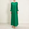 Vestido Elegante de Manga Longa Transfronteiriço Miyake para Mulheres, Novo Estilo de Primavera, Tamanho Plus, Vestido Longo Fluido, Moderno e Elegante