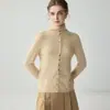 Suéter 100% cachemira pura, cárdigan de cuello alto para mujer, prenda exterior cálida, elegante y versátil, corte ajustado y suéter de punto favorecedor
