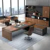 Conjunto de mesa de escritório e cadeira para chefe com armário de arquivos, mesa executiva minimalista moderna com tomada, mesa executiva grande, mesa de escritório para computador