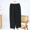 Pantalones de verano para mamá, pantalones casuales nuevos, elegantes y versátiles, ropa para mujeres de mediana edad y mayores, pantalones rectos de cintura elástica