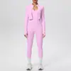 Chal Sexy con Tirantes Transfronterizo Europeo y Americano Cremallera Amigable con la Piel Chaqueta Pantalones de Yoga Ajustados de Cintura Alta Color Piel Ropa de Yoga para Fitness