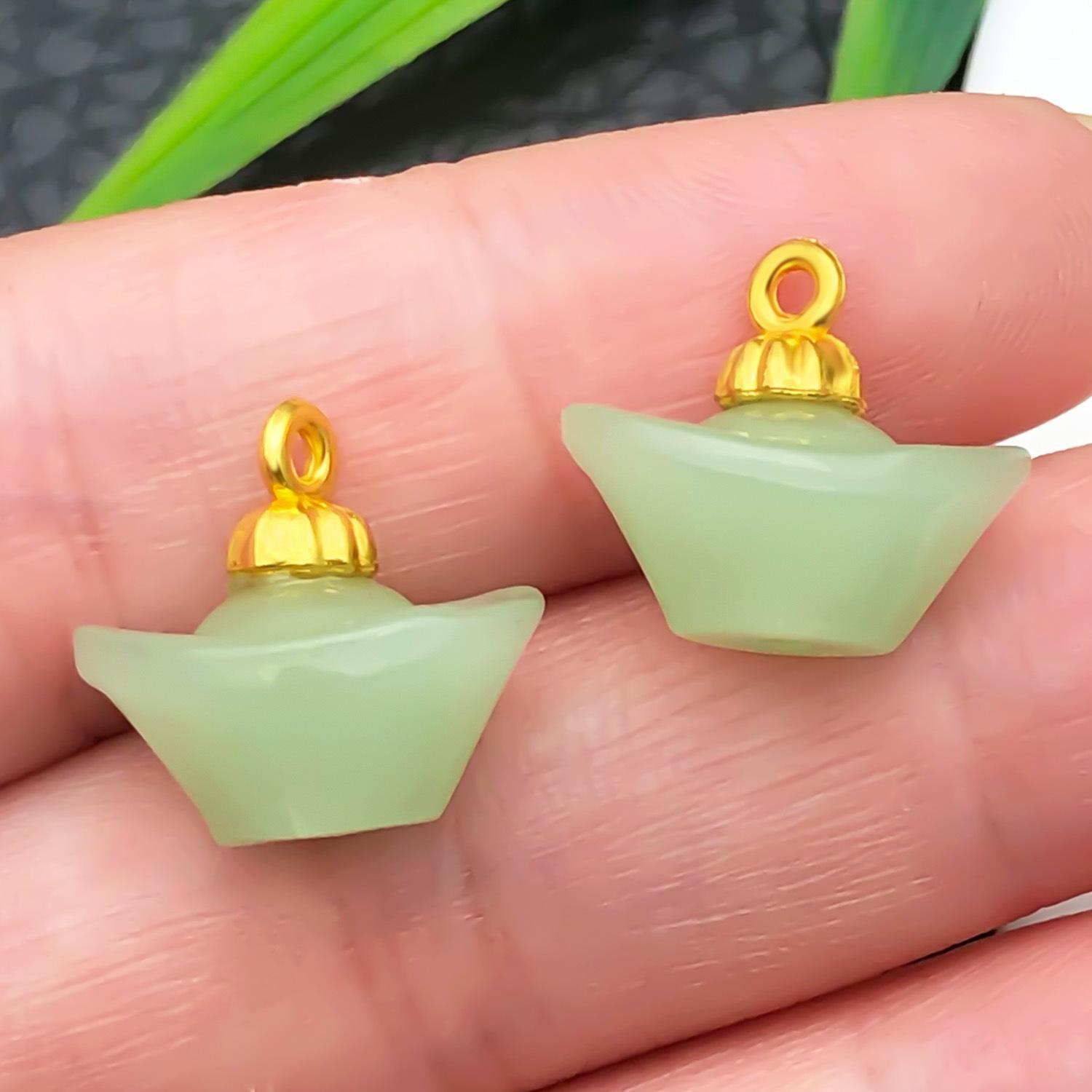 22204-HL-浅绿色琉璃锌合金元宝15x14mm-1.3