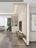 Pantalla de Acero Inoxidable de Lujo Ligero, Partición de Sala de Estar Estilo Nuevo Chino, Celosía Floral Simple Calada para Bloquear el Recibidor, Celosía Decorativa
