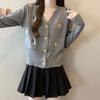 Cardigan Suéter de Tricô Estilo Coreano Macio Bordado de Desenho Animado Decote em V para Mulheres, Design Outono e Inverno, Cardigan de Tricô Ninho Emagrecedor para o Dia a Dia