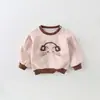 Conjunto de Dos Piezas con Estampado de Gatito de Dibujos Animados Otoñal para Bebé Niña, Top de Cuello Redondo, Pantalones Largos con Estampado de Leopardo para Bebé, Atuendo Elegante