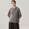Suéter con capucha de mezcla de cachemira para mujer, 26 nuevo estilo otoño/invierno, corte holgado, adelgazante, moderno y elegante