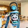 Nueva botella de agua térmica elegante y linda con temática de dibujos animados para niños, con un diseño de doble pajita para beber, perfecta para que los estudiantes la usen en la escuela o para actividades al aire libre