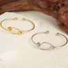 Pulsera Minimalista de Acero Inoxidable 304 Niche Ins Nudo Pulsera de Apertura Ajustable para Mujer Chapada en Oro de 18K Pulsera Elegante