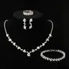 Europa y Estados Unidos nueva aleación de diamantes de imitación de cristal lleno de diamantes collar pendientes traje de tres piezas joyería nupcial N5566