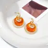 Brincos Retro Simples de Metal com Esmalte Pingado Costurado para Mulheres Design de Nicho Elegantes de Alta Qualidade Versáteis Brincos Personalizados