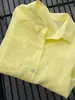 Recomendação Chao Fire! Camisa de Proteção Solar Amarelo Limão de Tencel e Rami Feminina Nova Camisa de Linho Top Fino de Manga Longa
